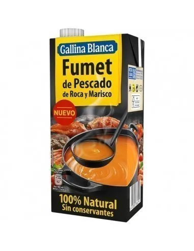 Caldo Fumet de pescado de roca y marisco "Gallina Blanca" 1L.