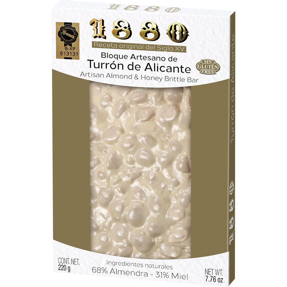 [ENT-8410317112129] Bloque Artesano de Turrón de Alicante 1880 220g · caja 6 uds