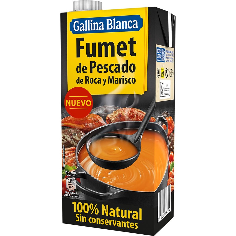 Fumet de pescado de roca y marisco Gallina Blanca 1 L · caja 12 uds