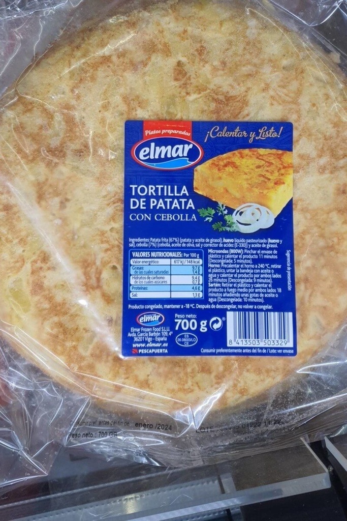 Tortilla de Patata con Cebolla 700gr. · caja 10 uds
