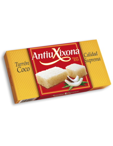 Turrón de Coco Etiqueta Roja ANTIU XIXONA 250 g · caja 12 uds