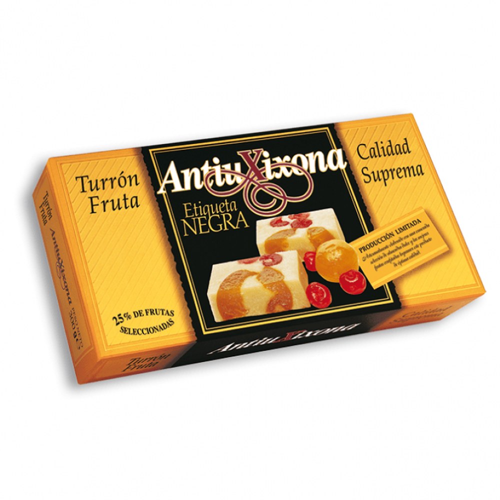 Turrón de Fruta Etiqueta Roja ANTIU XIXONA 250 g · caja 12 uds